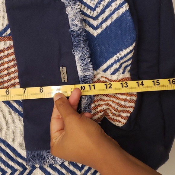 ROXY "Heart By The Sea" Large Tote Bag Beach Weekender Knit Canvas Boho Aztec - Picture 14 of 16